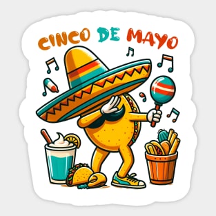 Maracas Cinco De Mayo Dabbing Taco Mexican Food Sombrero Sticker